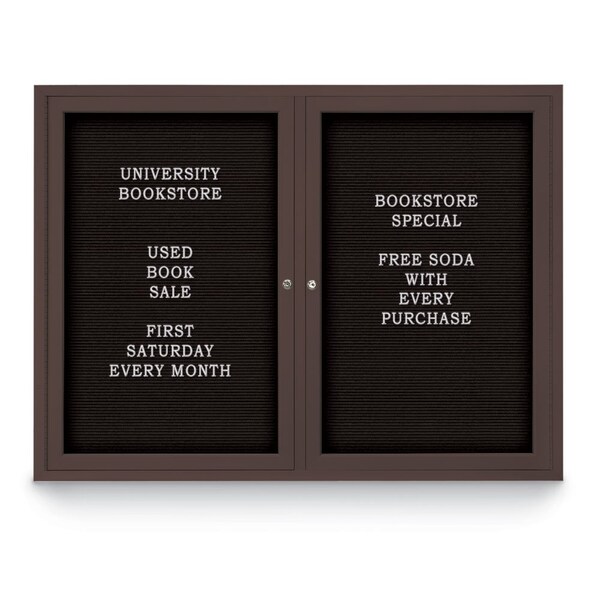 Indoor Enclosed Combo Board, 42"x32", Bronze Frame/Black Porc & Amethyst